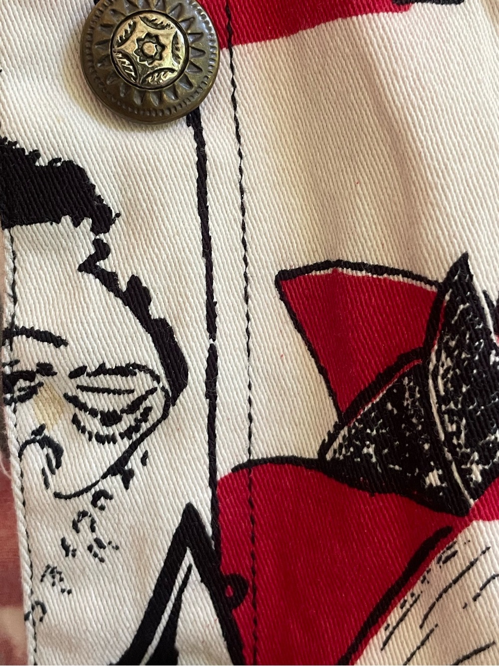 Vintage Kaktus Picasso Face Print Blazer Jacket Medium Red Abstract Art - Picture 5 of 5